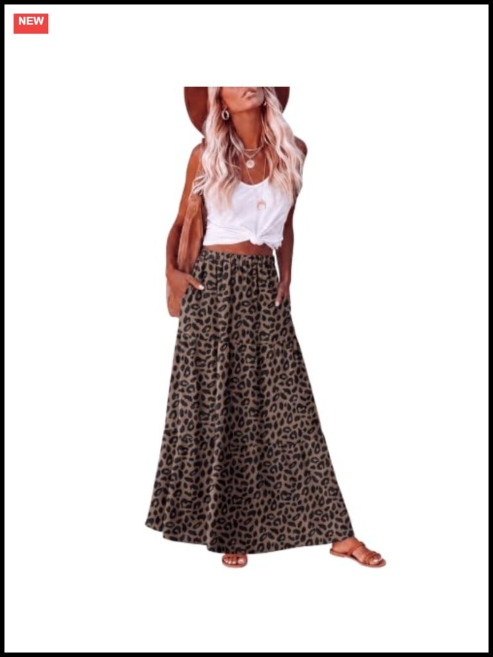 Women's Tiered Maxi Skirt High Waist Flowy with Pockets